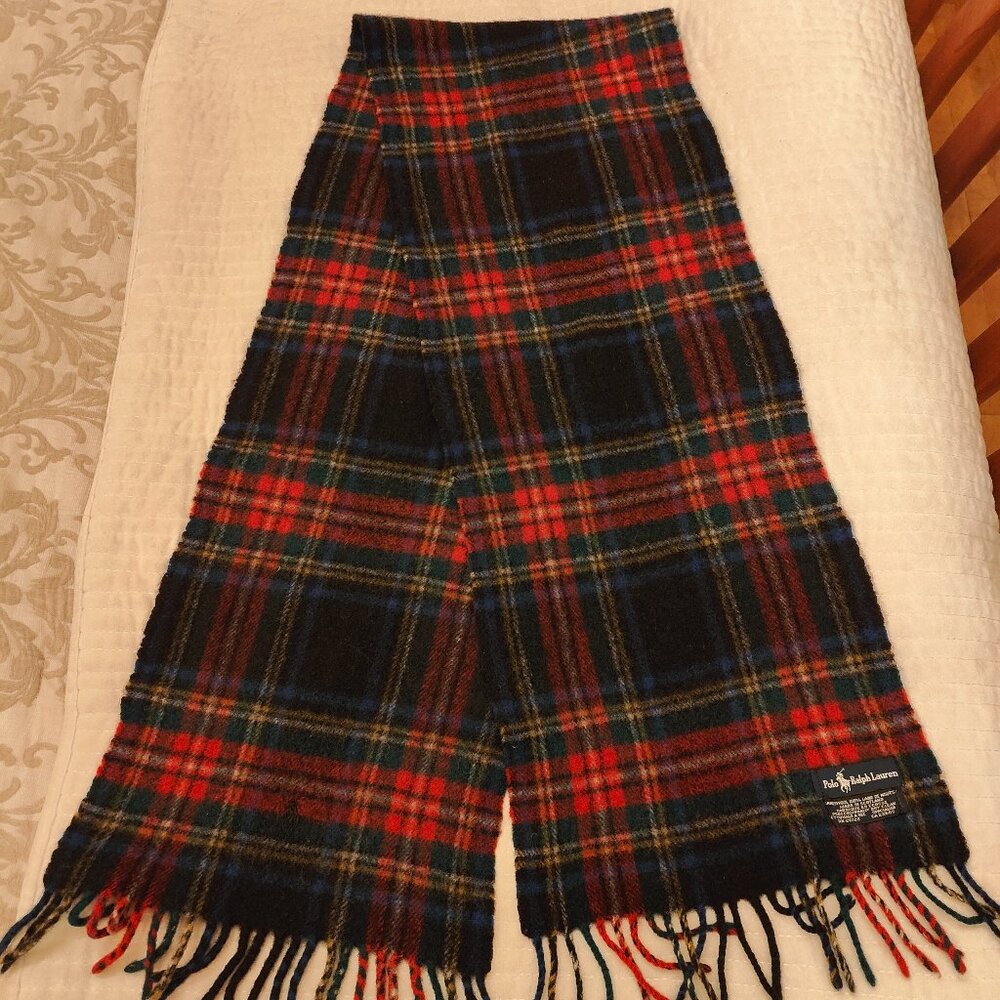 Polo Ralph Lauren 100% Lambswool Scarf – Made in Scotland – Slightly Used, Mint